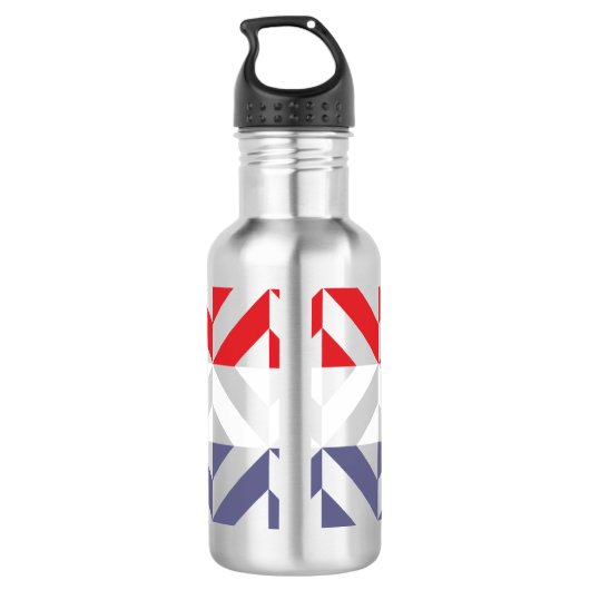 Rood wit en blauw Geometric ZigZag Waterfles (Achterkant)