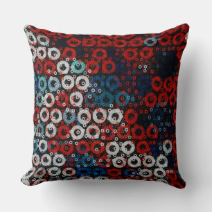 Rood wit en blauw geometrisch kussen