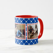 Rood Wit en Blauw Geometrische Drie Fotocollage Mok (Voorkant rechts)