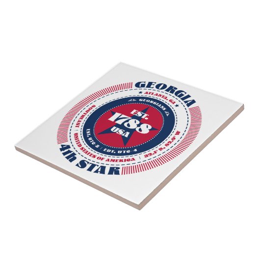 Rood, wit en blauw Georgia Keramische Tegel Tegeltje (Zijkant)