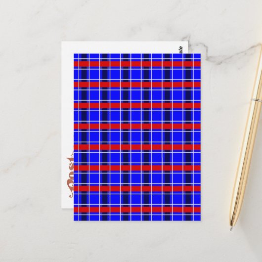 Rood, Wit en Blauw Geplakt Briefkaart (Voorkant / Achterkant in situ)