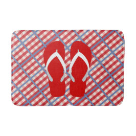 Rood, wit en blauw geplakt met Teenslippers Badmat