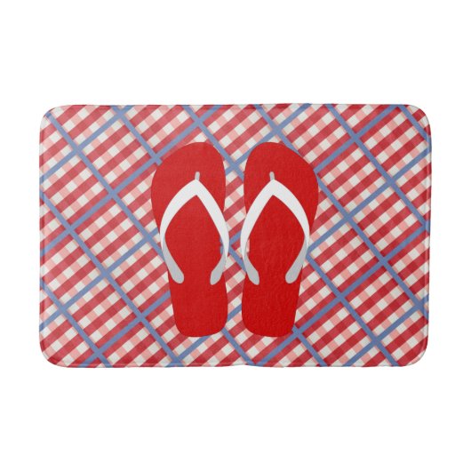 Rood, wit en blauw geplakt met Teenslippers Badmat (Voorkant)