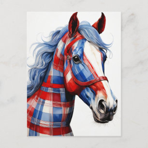 Rood wit en blauw geplakt paard briefkaart