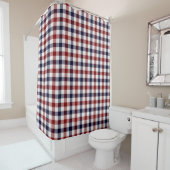 Rood wit en blauw geruit douchegordijn (In situ)