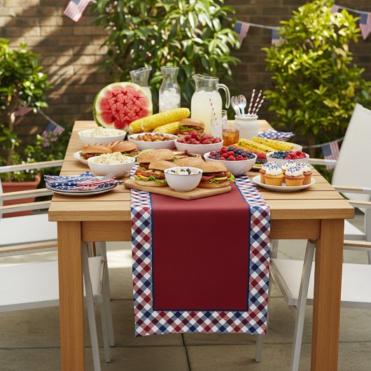 Rood wit en blauw geruit medium tafelkleed