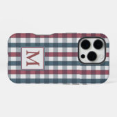 Rood, wit en blauw geruit Monogram iPhone Hoesje (Achterkant horizontaal)