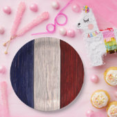 Rood, wit en blauw gestreept hout papieren bordje (Feest)