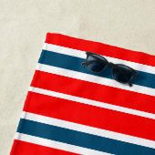 Rood wit en blauw gestreept strandlaken (In situ)