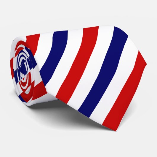 Rood wit en blauw gestreept stropdas (Opgerold)