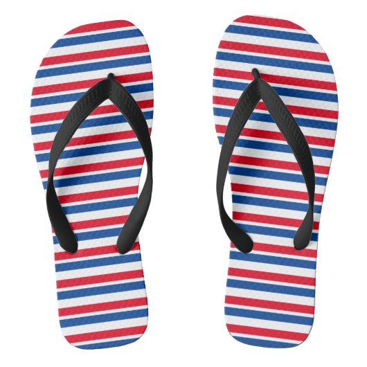 Rood, Wit en Blauw Gestreepte Teenslippers (Voetbed)