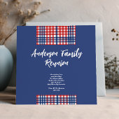 Rood, Wit en Blauw Gingham Familiereünie Kaart