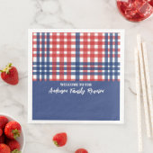 Rood, Wit en Blauw Gingham Familiereünie Servet (Insitu)