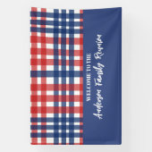 Rood, Wit en Blauw Gingham Familiereünie Spandoek (Verticaal)