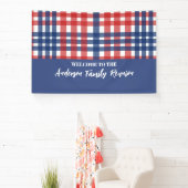 Rood, Wit en Blauw Gingham Familiereünie Spandoek (Insitu)