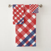 Rood, Wit en Blauw Gingham Plaid Americana Bad Handdoek (Insitu)