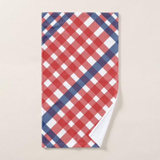 Rood, Wit en Blauw Gingham Plaid Americana Bad Handdoek (Handdoek)