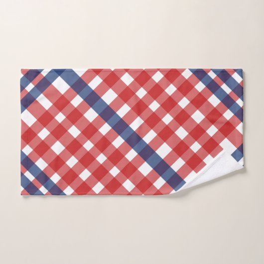 Rood, Wit en Blauw Gingham Plaid Americana Bad Handdoek (Handdoek)