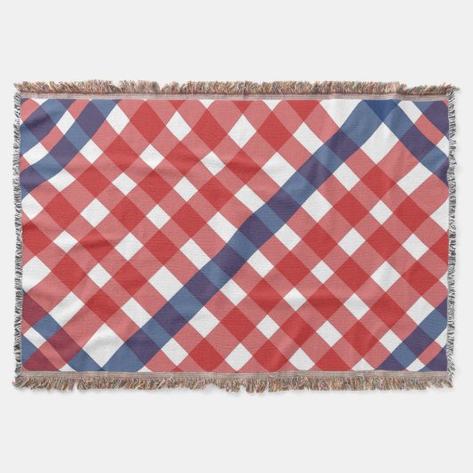 Rood, Wit en Blauw Gingham Plaid Americana Deken (Voorkant)