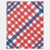 Rood, Wit en Blauw Gingham Plaid Americana Fleece Deken (Voorkant)