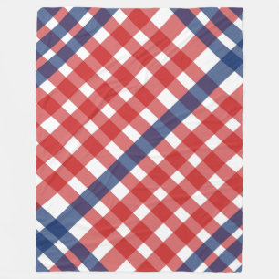 Rood, Wit en Blauw Gingham Plaid Americana Fleece Deken