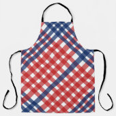 Rood, Wit en Blauw Gingham Plaid Americana Schort (Voorkant)