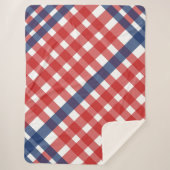 Rood, Wit en Blauw Gingham Plaid Americana Sherpa Deken (Voorkant)