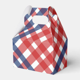 Rood Wit en Blauw Gingham Plaid Bedankdoosjes