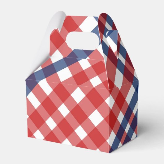 Rood Wit en Blauw Gingham Plaid Bedankdoosjes (Voorkant Zijde)