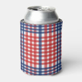 Rood Wit en Blauw Gingham Plaid Blikjeskoeler (Blikje Voorkant)