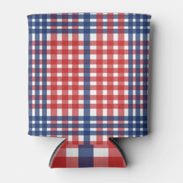 Rood Wit en Blauw Gingham Plaid Blikjeskoeler