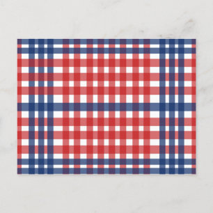 Rood Wit en Blauw Gingham Plaid Briefkaart