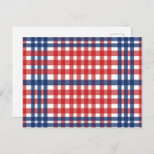 Rood Wit en Blauw Gingham Plaid Briefkaart (Voorkant / Achterkant)