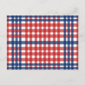 Rood Wit en Blauw Gingham Plaid Briefkaart (Voorkant)