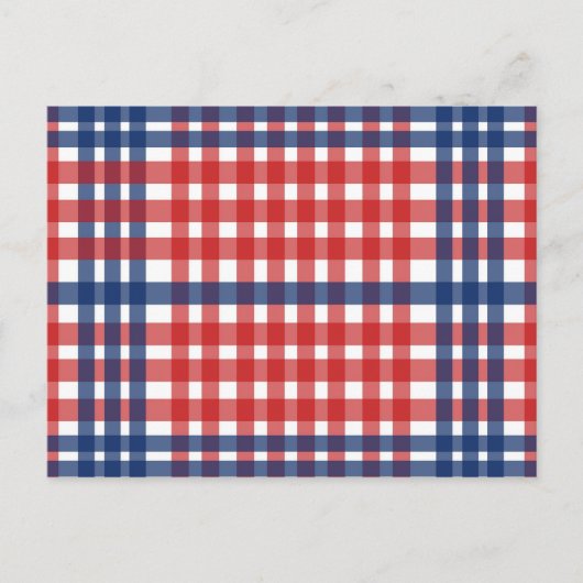 Rood Wit en Blauw Gingham Plaid Briefkaart (Voorkant)