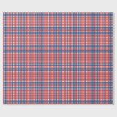 Rood Wit en Blauw Gingham Plaid Cadeaupapier (Vlak)