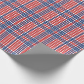 Rood Wit en Blauw Gingham Plaid Cadeaupapier (Hoek)