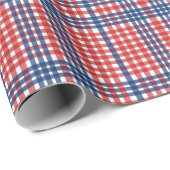 Rood Wit en Blauw Gingham Plaid Cadeaupapier (Rol Hoek)