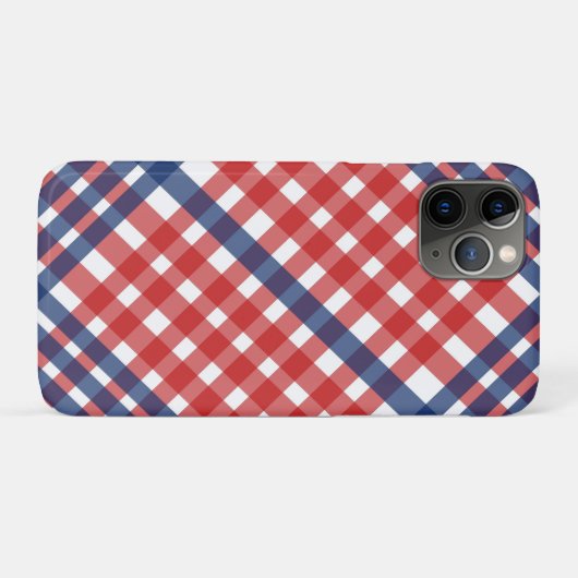 Rood Wit en Blauw Gingham Plaid Case-Mate iPhone Case (Achterkant (horizontaal))