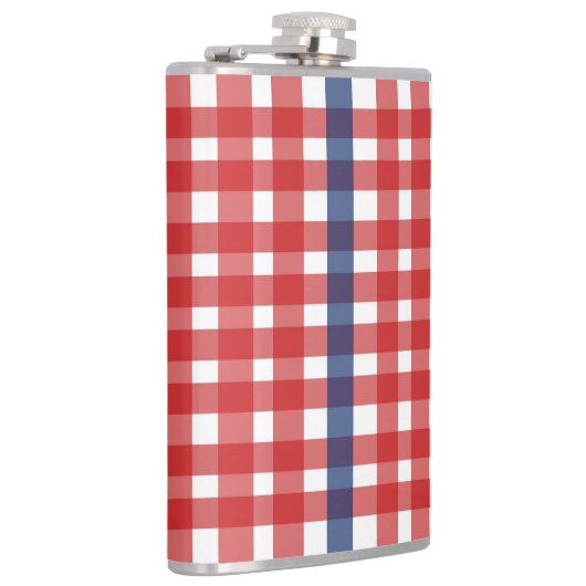Rood Wit en Blauw Gingham Plaid Heupfles (Rechts)