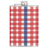 Rood Wit en Blauw Gingham Plaid Heupfles (Voorkant)