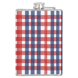 Rood Wit en Blauw Gingham Plaid Heupfles