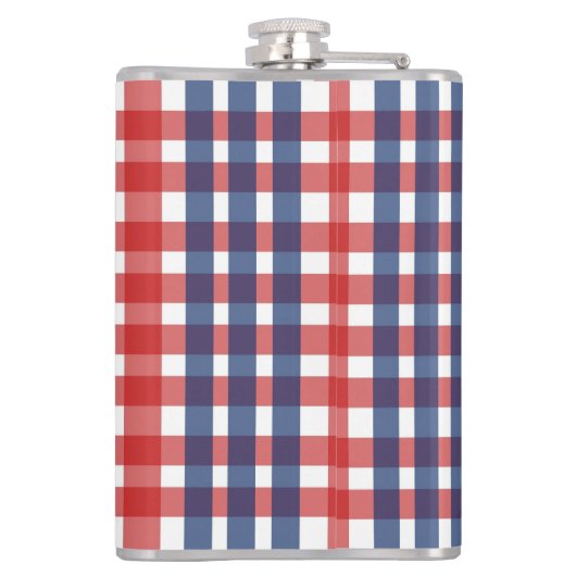 Rood Wit en Blauw Gingham Plaid Heupfles (Achterkant)
