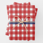 Rood Wit en Blauw Gingham Plaid Inpakpapier Vel (In situ)