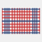 Rood Wit en Blauw Gingham Plaid Inpakpapier Vel (Voorkant)