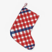 Rood, Wit en Blauw Gingham Plaid Kleine Kerstsok (Voorkant (Hangend))