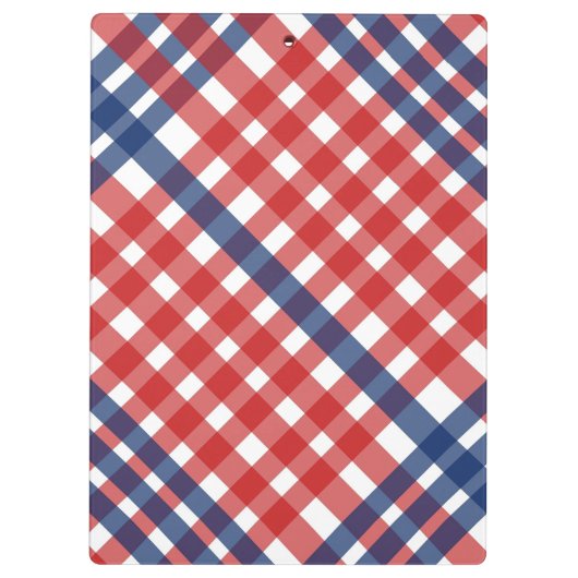 Rood Wit en Blauw Gingham Plaid Klembord (Achterkant)