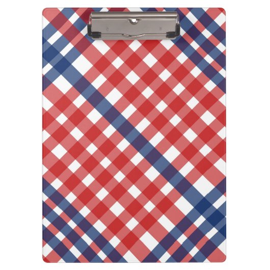 Rood Wit en Blauw Gingham Plaid Klembord (Voorkant)