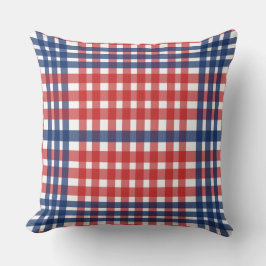 Rood Wit en Blauw Gingham Plaid Kussen