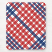 Rood Wit en Blauw Gingham Plaid Muismat (Voorkant)